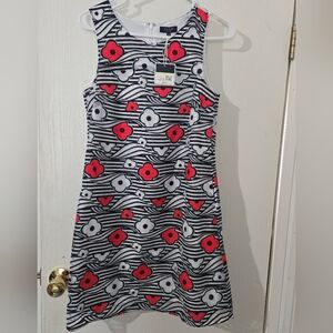 Kaari Blue Kids Dress with Red and Navy Floral Design